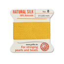 Griffin Yellow Silk No.8 0.80mm thread with beading needle for professional pearl and bead stringing