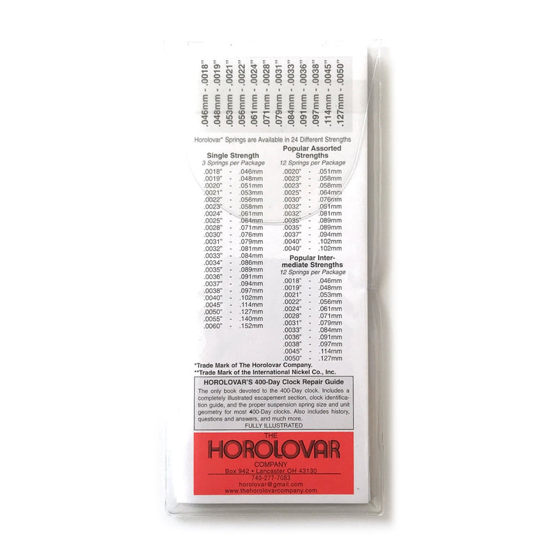 12-Pack of Horolovar 400-Day Clock Suspension Springs in Popular Intermediate Sizes